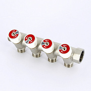 Коллектор UNI-FITT 3/4" 4 выхода 1/2'(плоск. упл) никелированный 