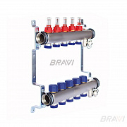 Коллекторная группа с расходомерами Bravi выходы 5X3/4 Евроконус 